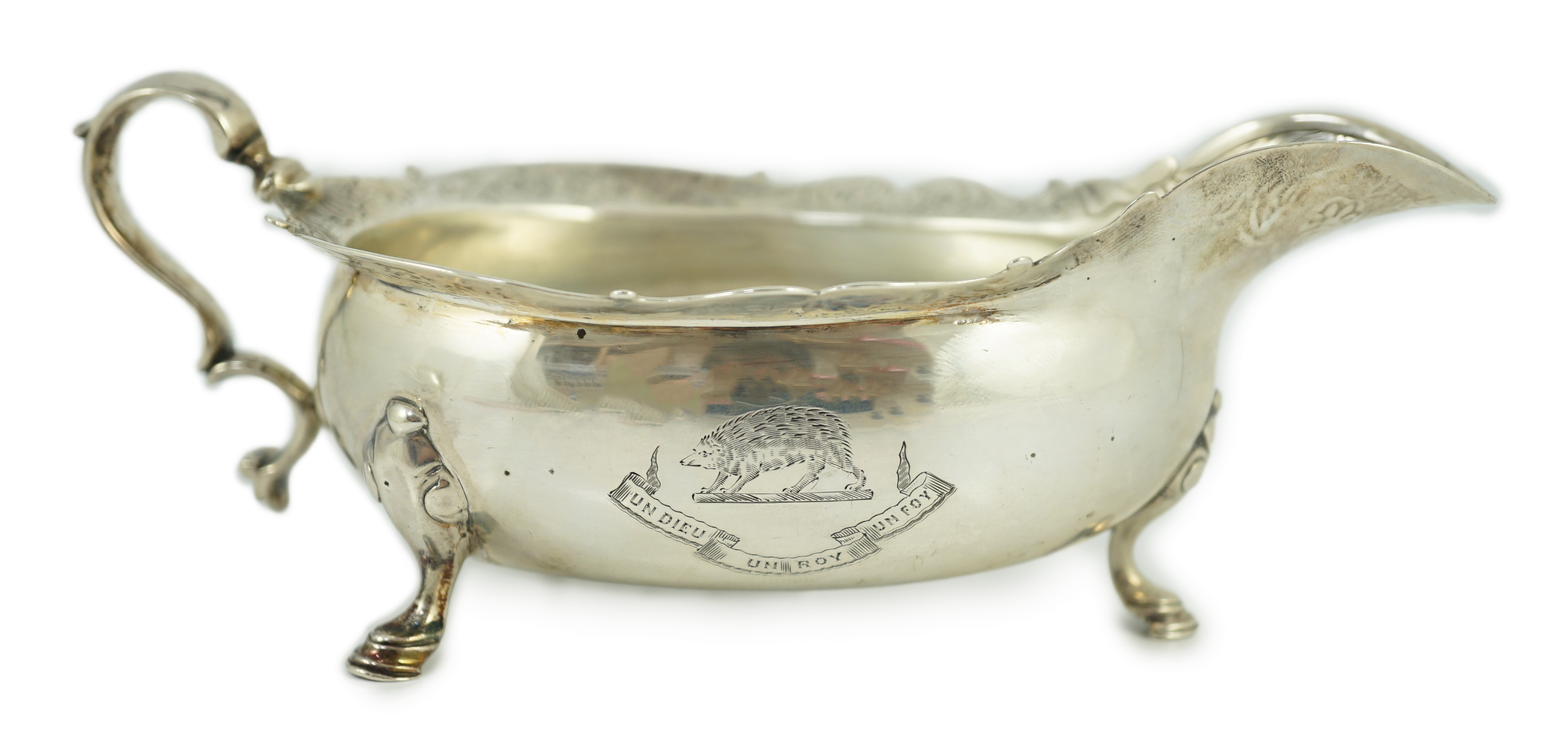 A George II Scottish silver sauce boat by Edward Lothian